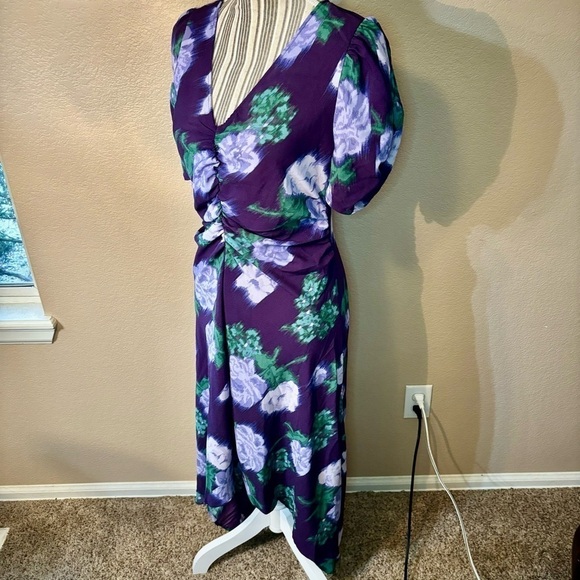 NWT Floral Dress Medium by A New Day Rich Purple Abstract Floral Hi-Low Ruched - Picture 9 of 16